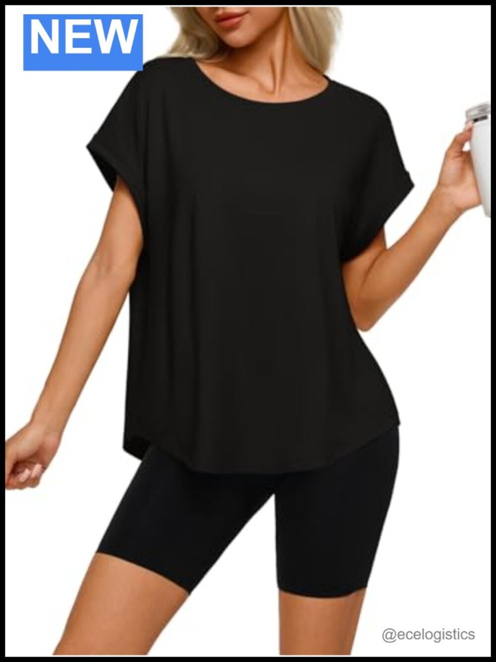 Oversized Loose Fit Short Sleeve Casual Top Soft Stretchy Lounge Tee